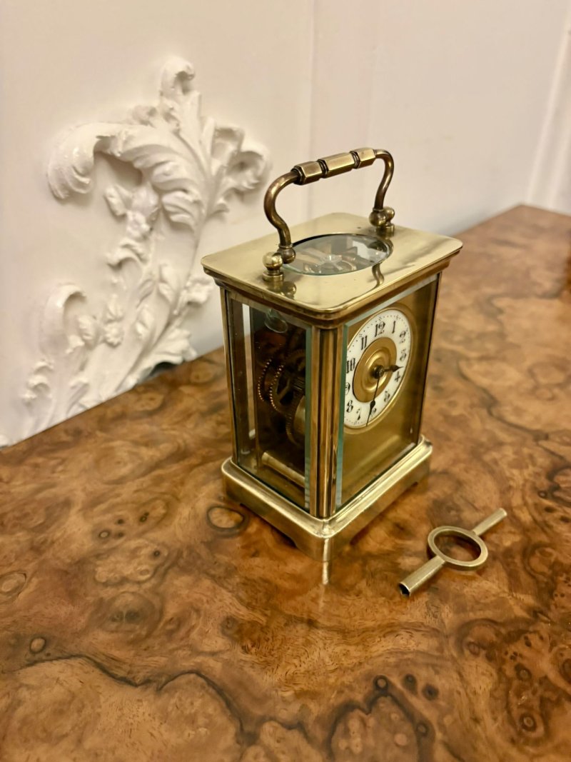 Antique Victorian Miniature French Brass Carriage Clock - Image 2
